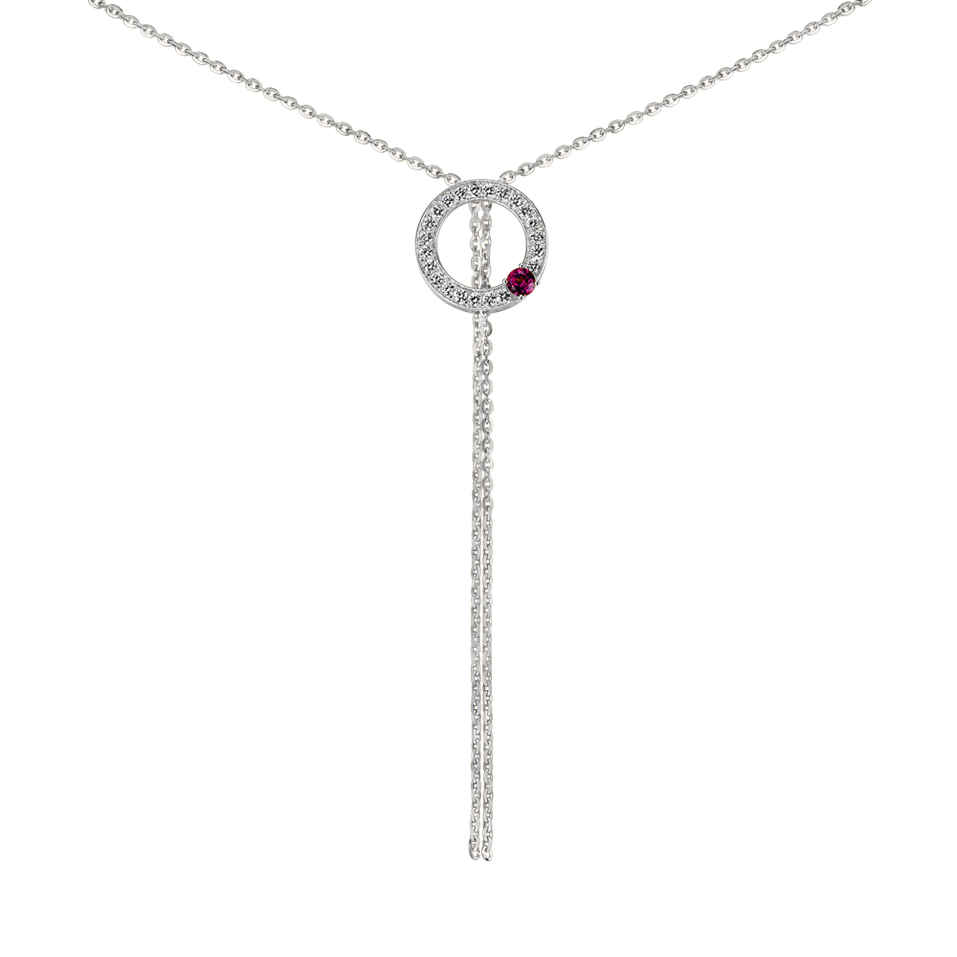 Náhrdelník s diamantmi a rhodolitom Perfect Sphere