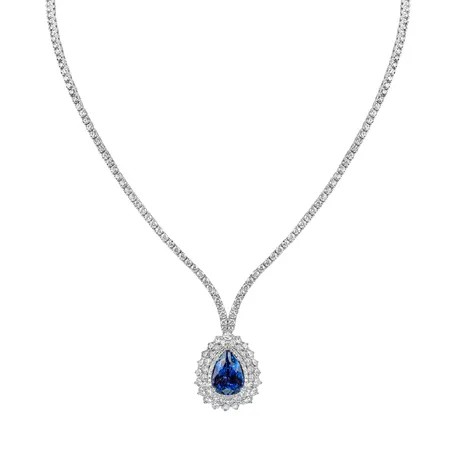 Náhrdelník s diamantmi a tanzanitom Aurora Tear