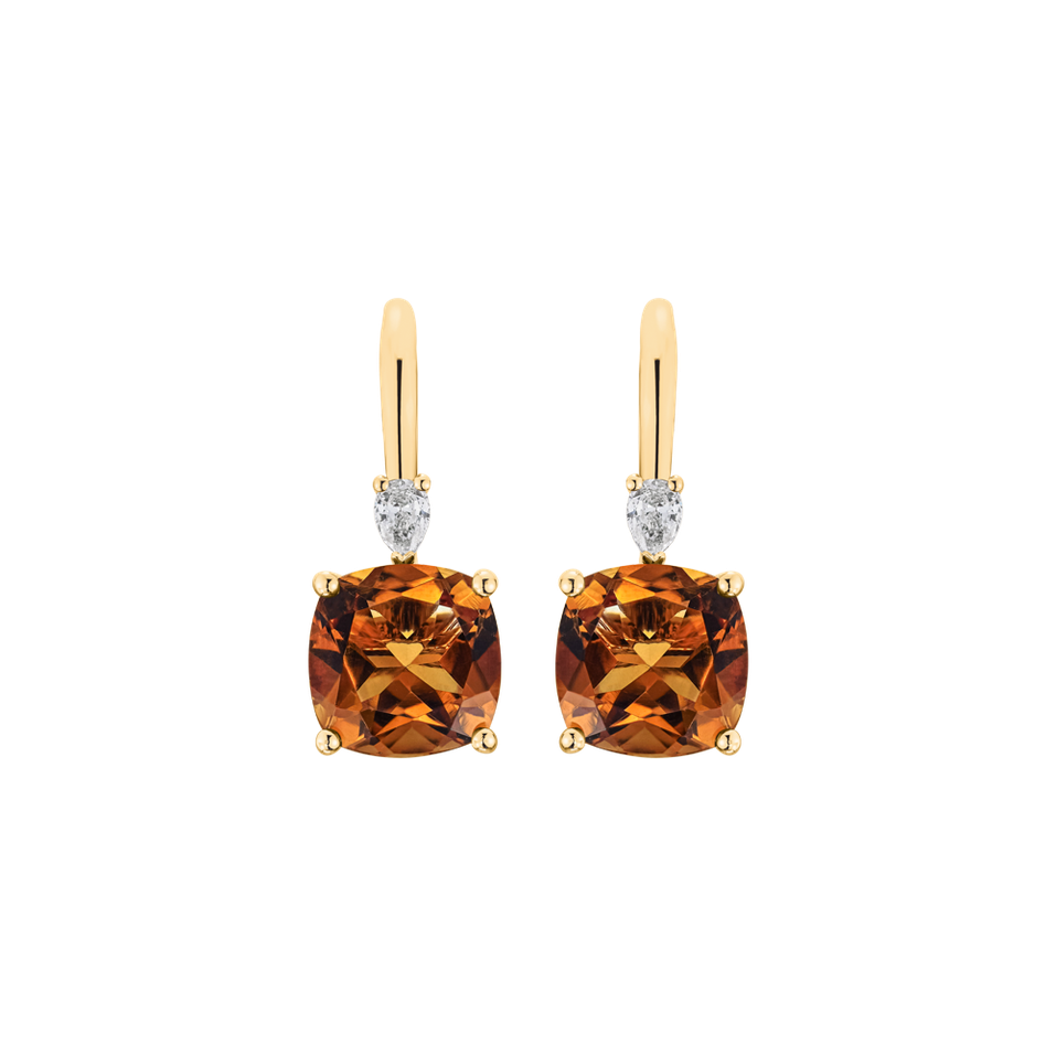 Náušnice s diamantom a citrínom Cassian