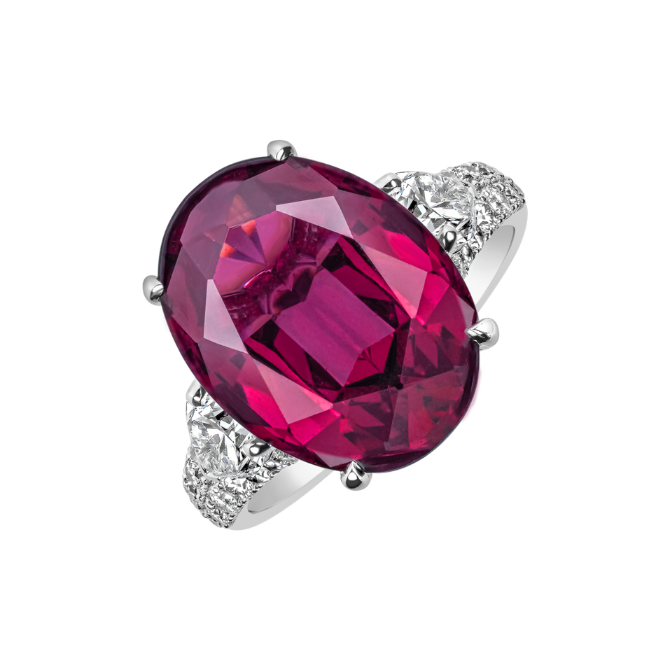 Prsteň s diamantmi a turmalínom Cherry Glow