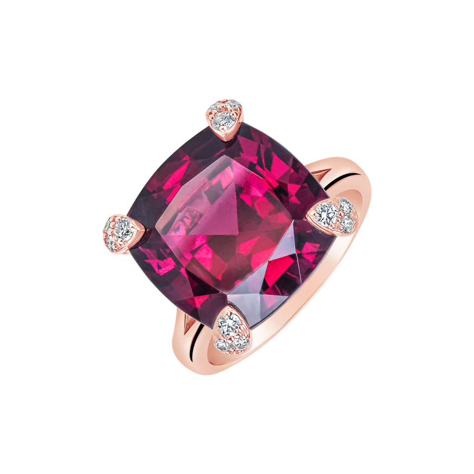 Prsteň s diamantmi a rhodolitom Scarlet Mirage