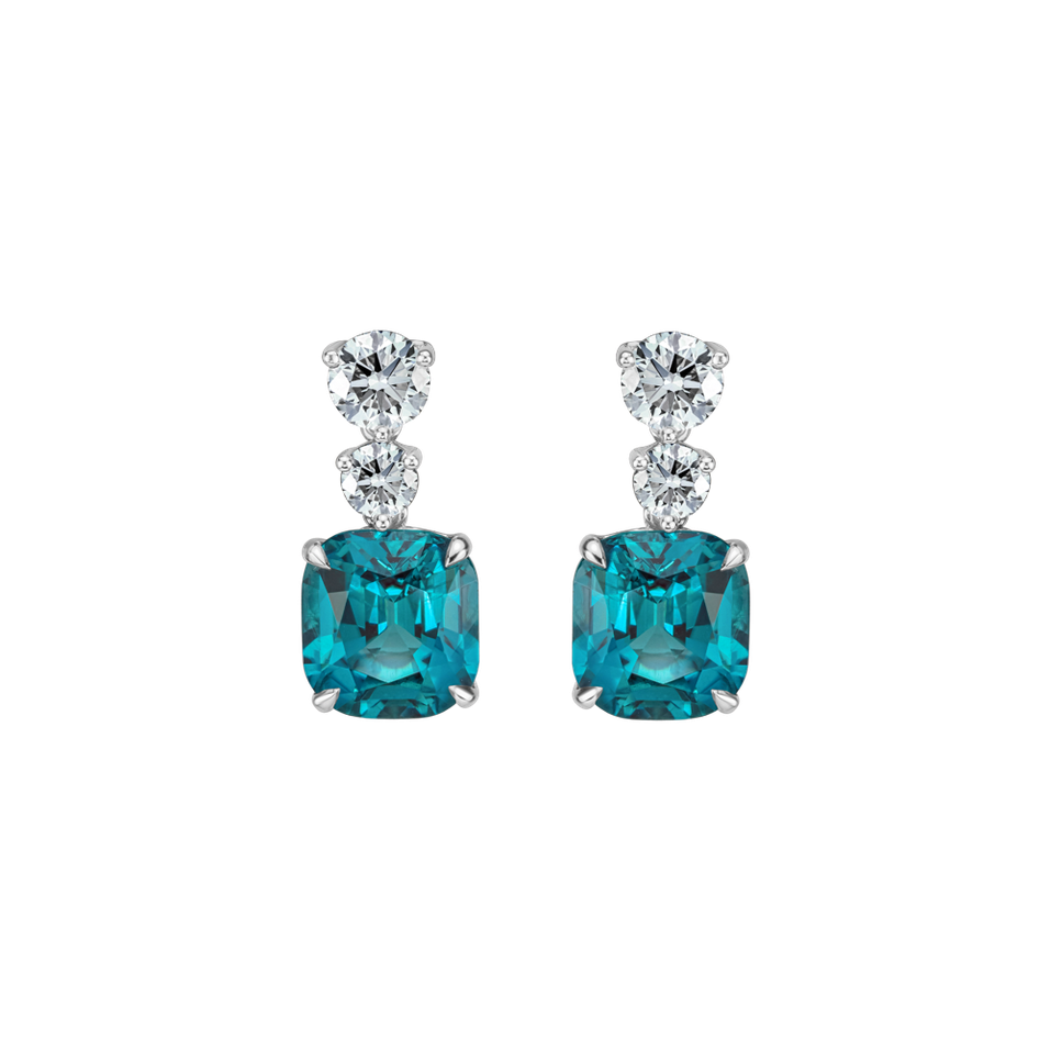 Náušnice s diamantmi a turmalínom Seafoam Spark