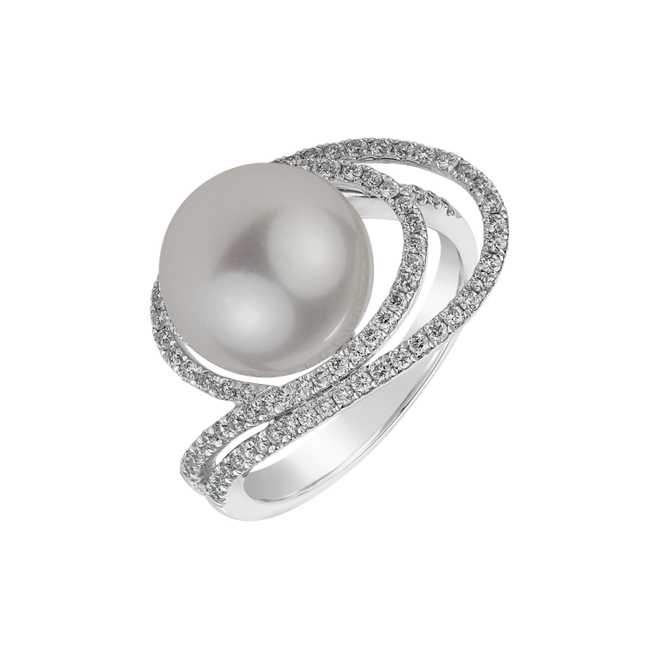 Prsteň s diamantmi a perlou Ocean Vortex