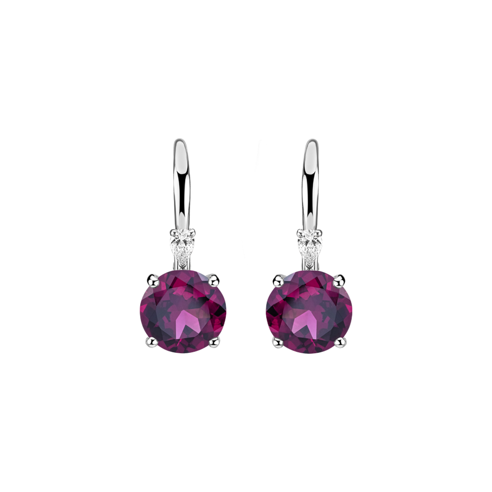 Náušnice s diamantom a rhodolitom Noctir
