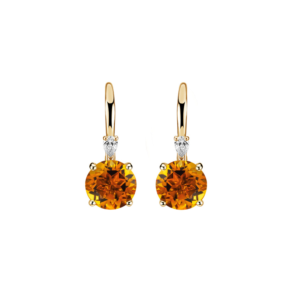 Náušnice s diamantom a citrínom Noctir