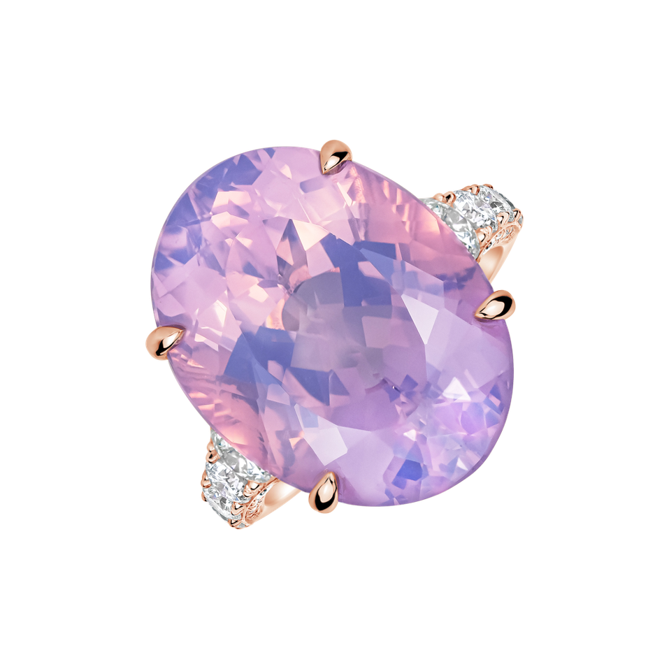 Prsteň s diamantmi a ametystom Mist of Amethyst