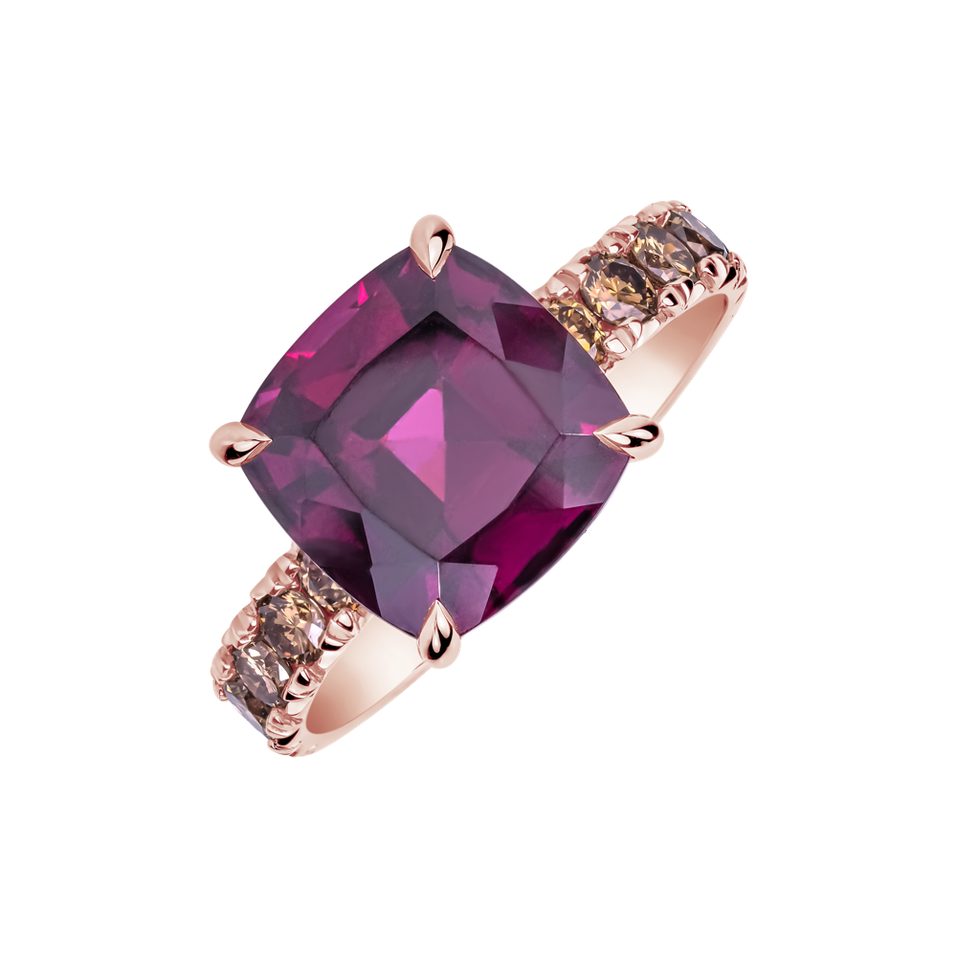 Prsteň s diamantmi a rhodolitom Velvet Ember