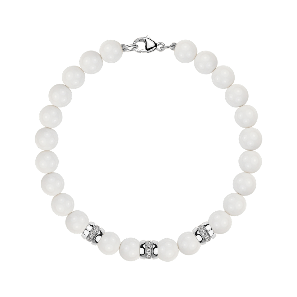 Náramok s diamantmi a achátmi White Mirage