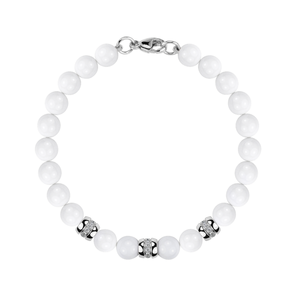 Náramok s diamantmi a achátmi White Mirage