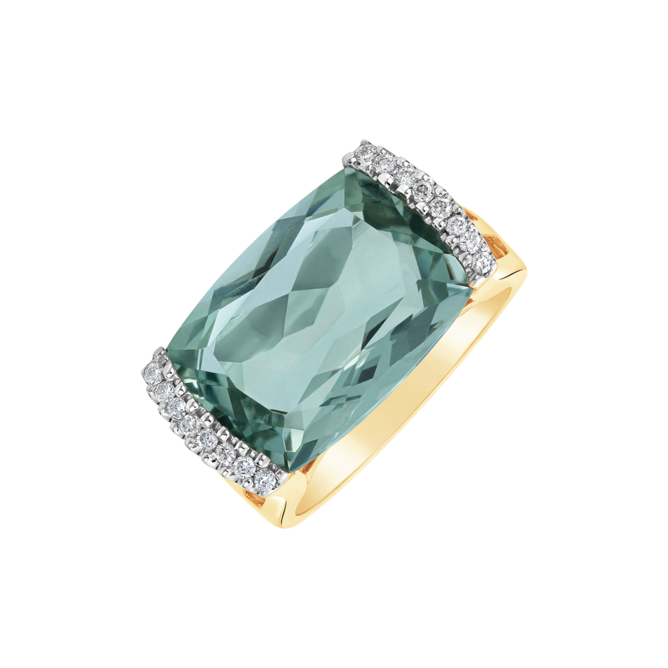 Prsteň s diamantmi a ametystom Cleantha