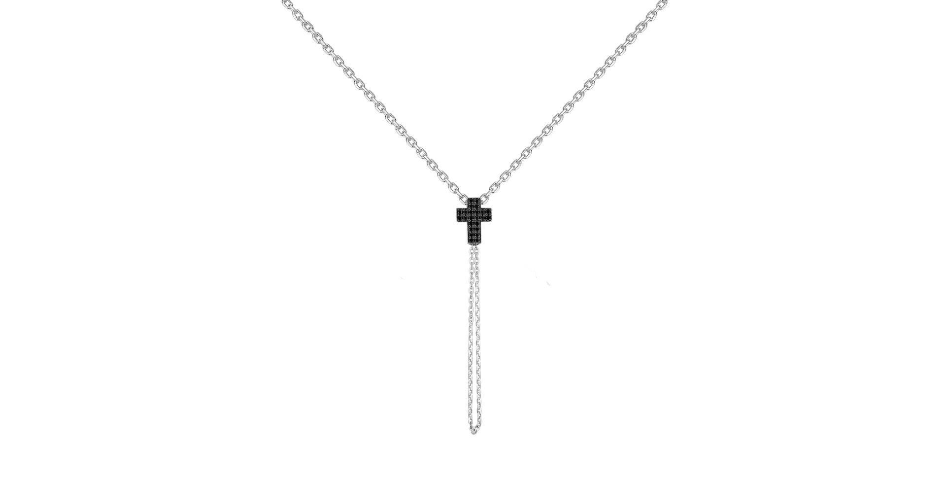 Náhrdelník s čiernymi diamantmi Divine Cross
