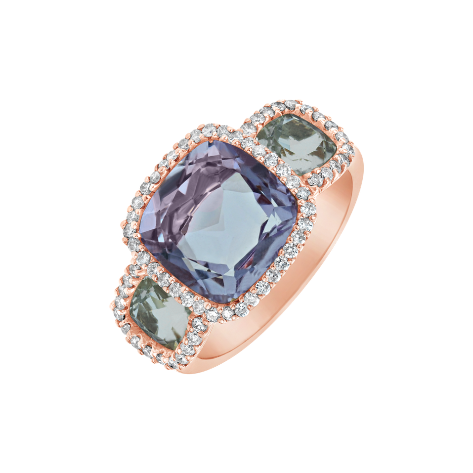 Prsteň s diamantmi a ametystmi One Rose