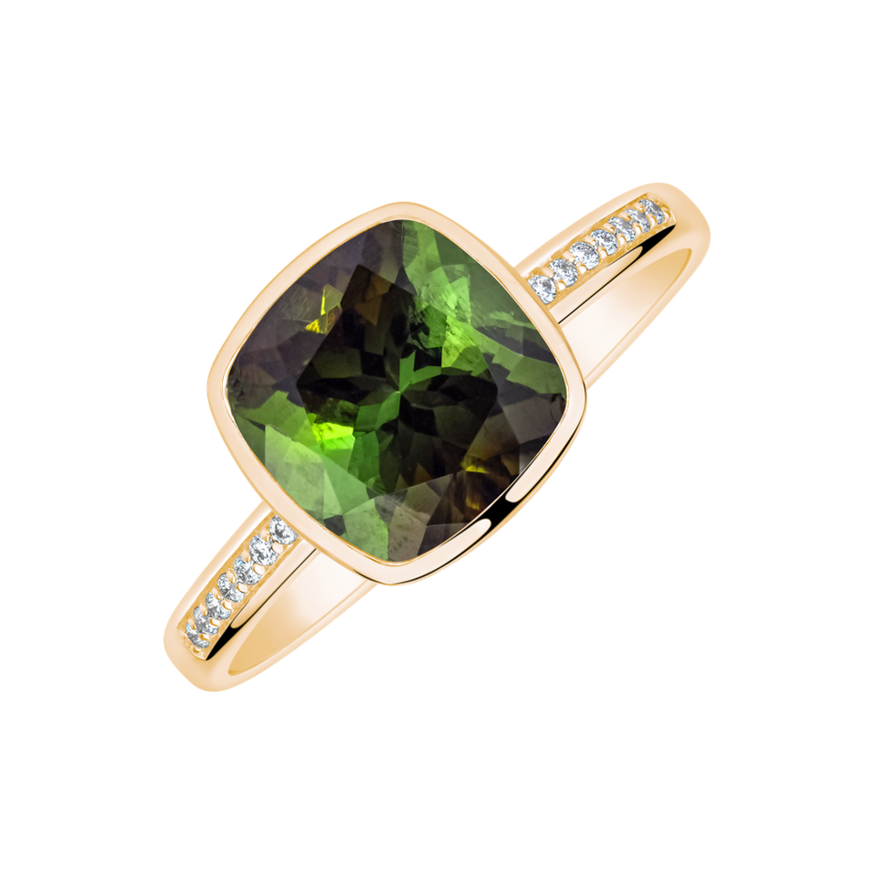 Prsteň s diamantmi a turmalínom Carelia
