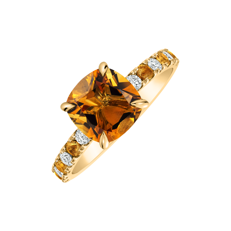 Prsteň s diamantmi a citrínom Imelda