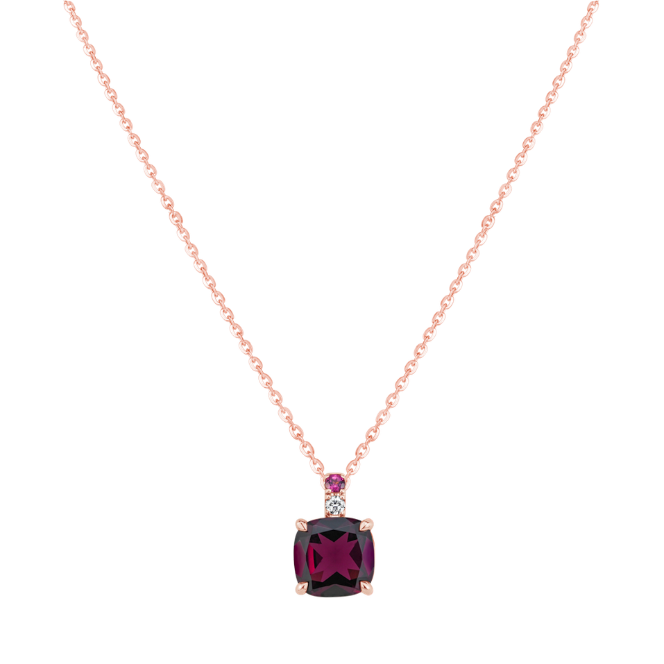 Náhrdelník s diamantmi a rhodolitmi Imelda