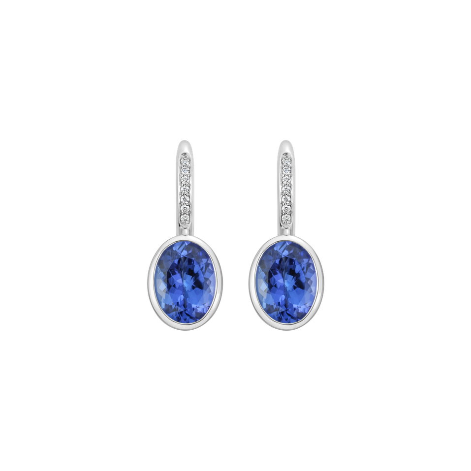 Náušnice s diamantmi a tanzanitom Elliptical Perfection