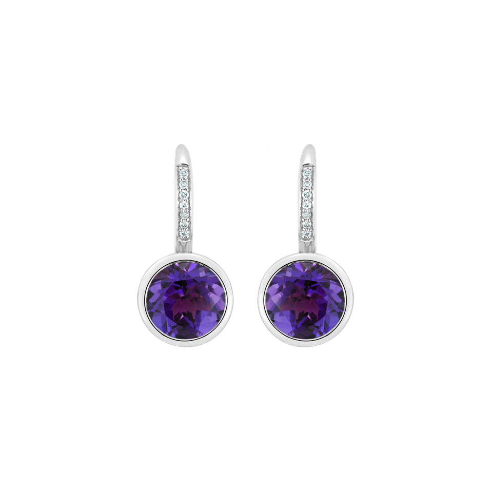 Náušnice s diamantmi a ametystom Regal Elegance