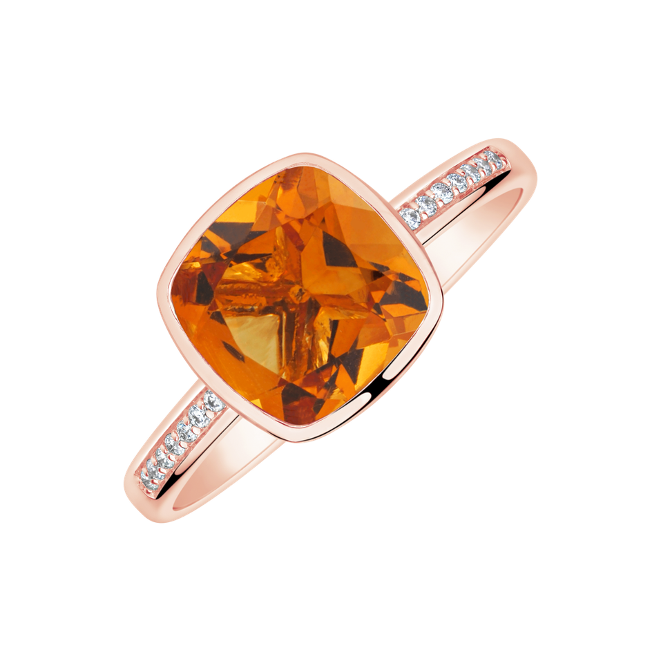 Prsteň s diamantmi a citrínom Carelia