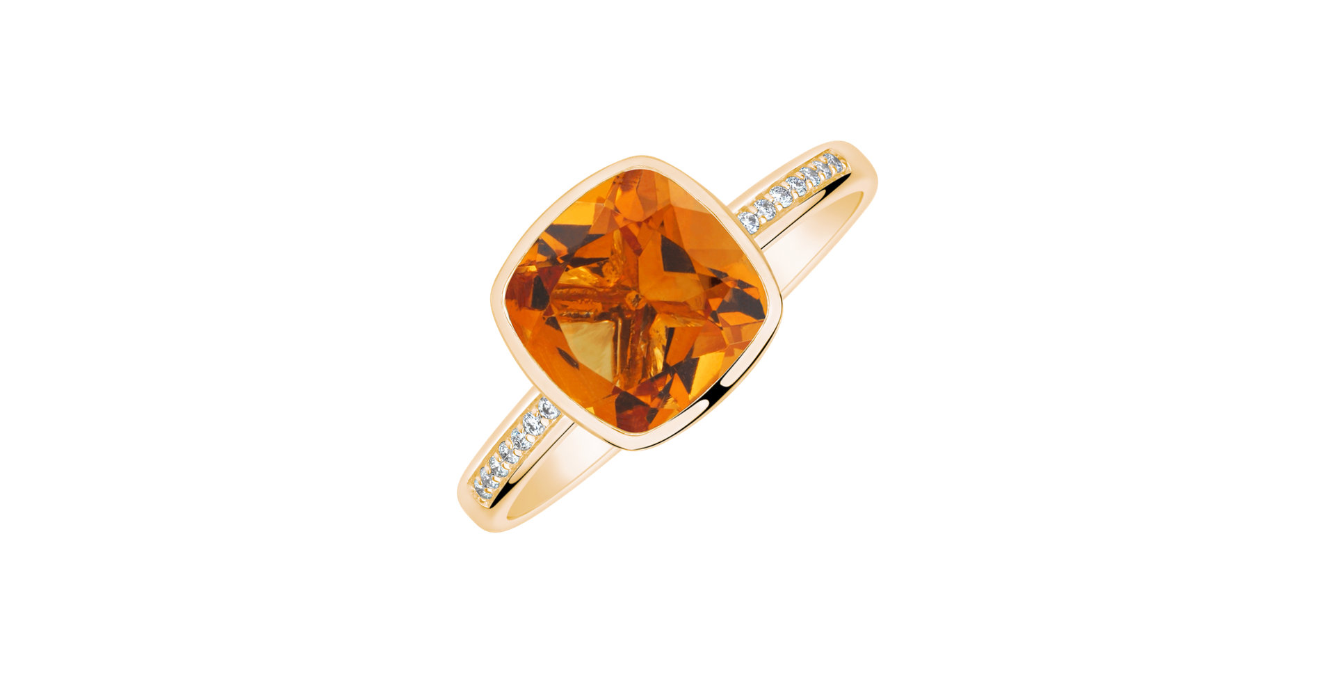 Prsteň s diamantmi a citrínom Carelia