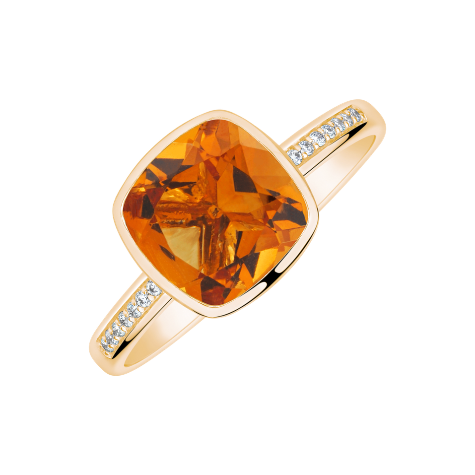 Prsteň s diamantmi a citrínom Carelia