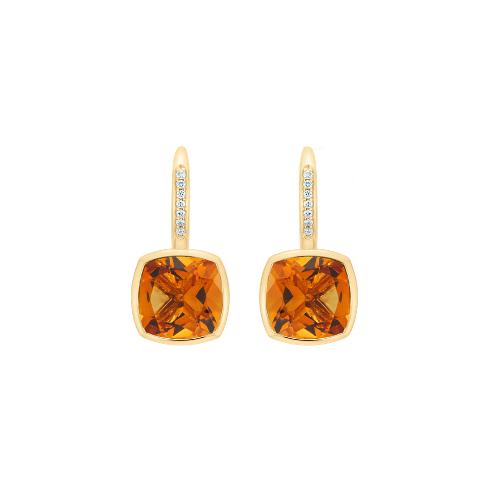 Náušnice s diamanty a citrínem Carelia
