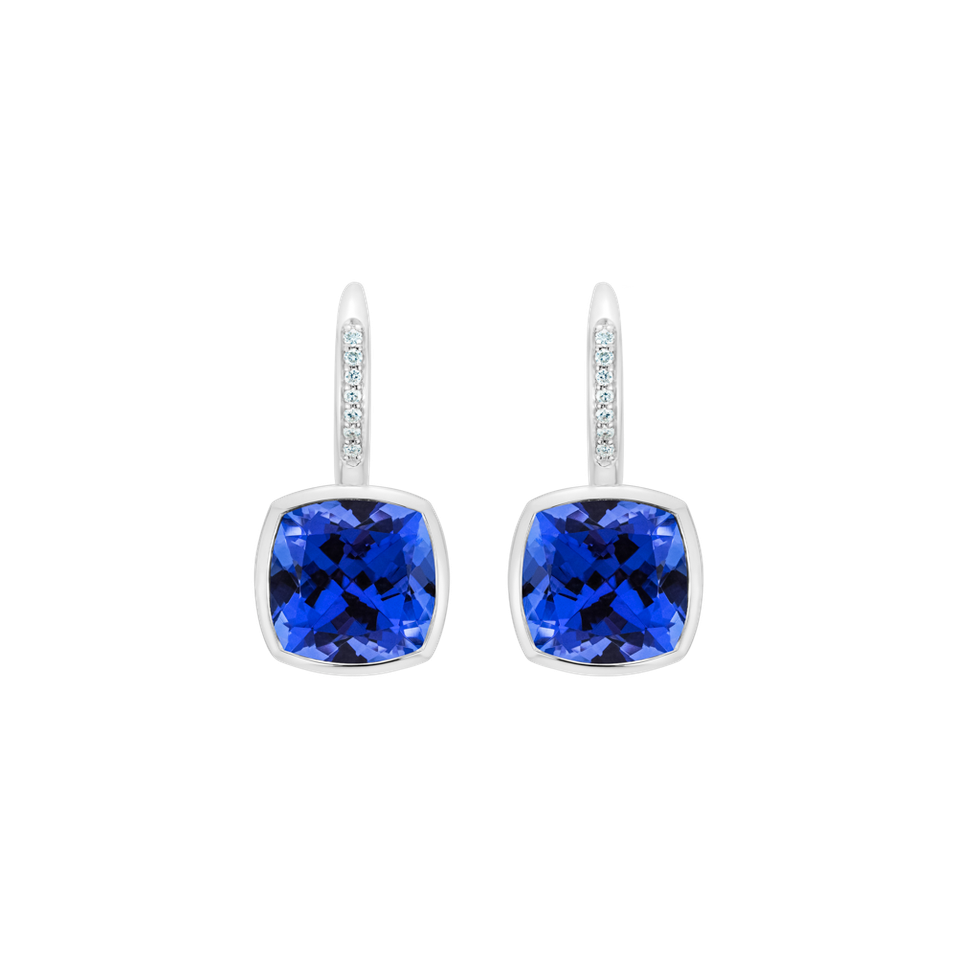 Náušnice s diamantmi a tanzanitom Carelia