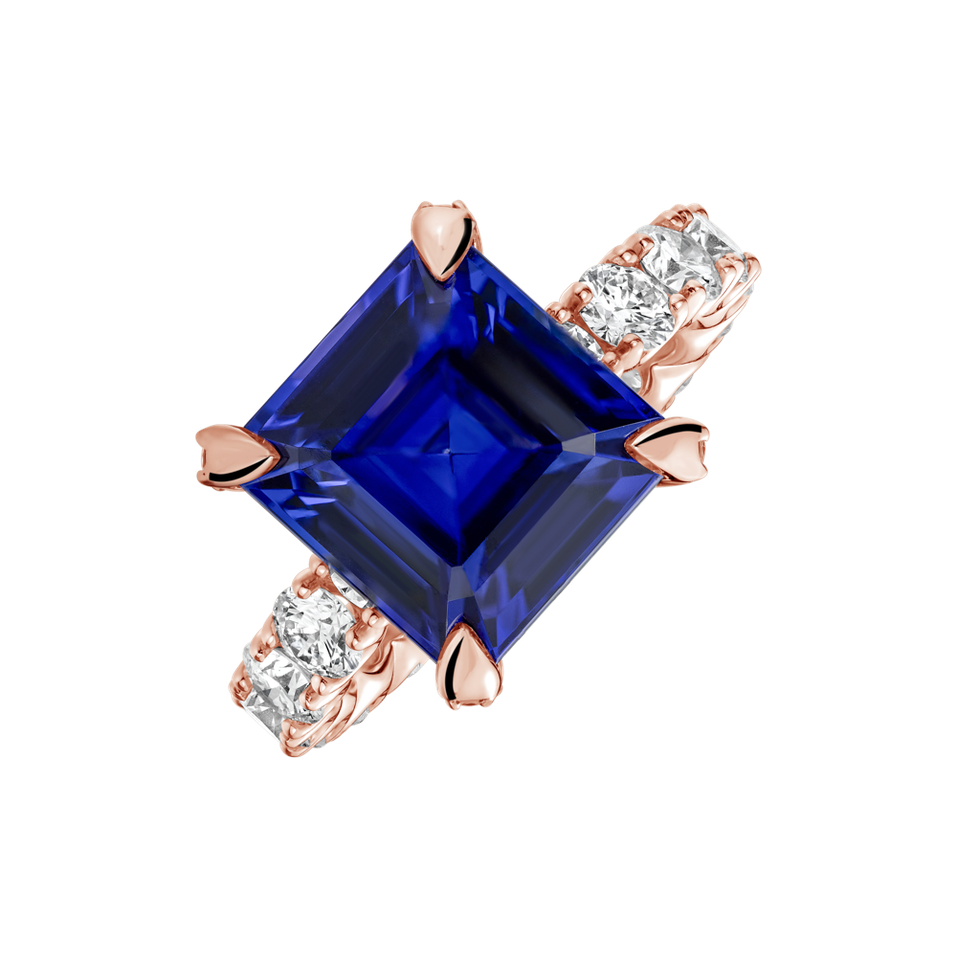 Prsteň s diamantmi a tanzanitom Fragment of Sky