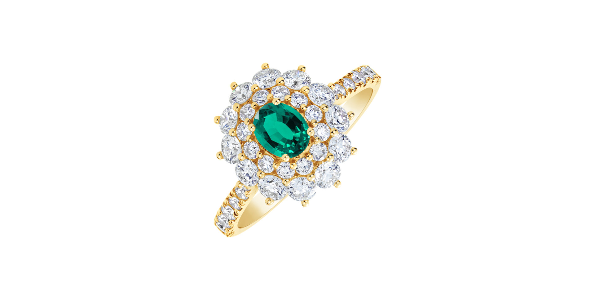 Prsteň s diamantmi a smaragdom Queen of Emerald