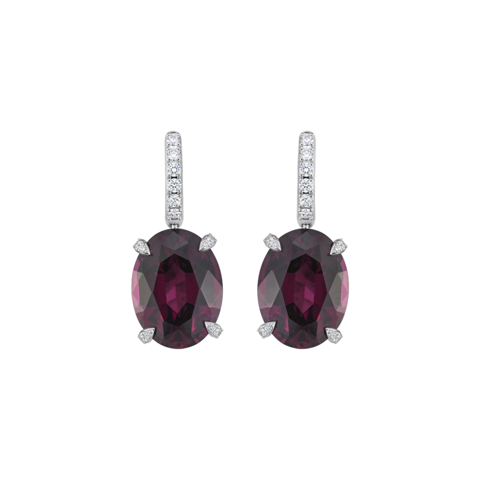Náušnice s diamantmi a rhodolitom Emeris