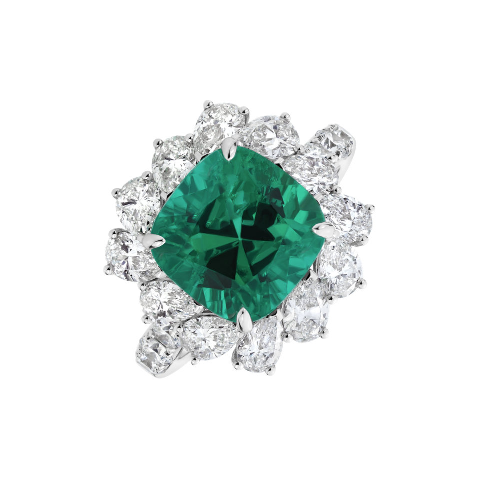 Prsteň s diamantmi a smaragdom The Forest Guardian