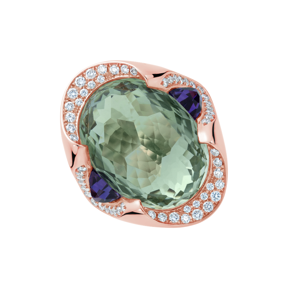 Prsteň s diamantmi a ametystmi Viridian Grace