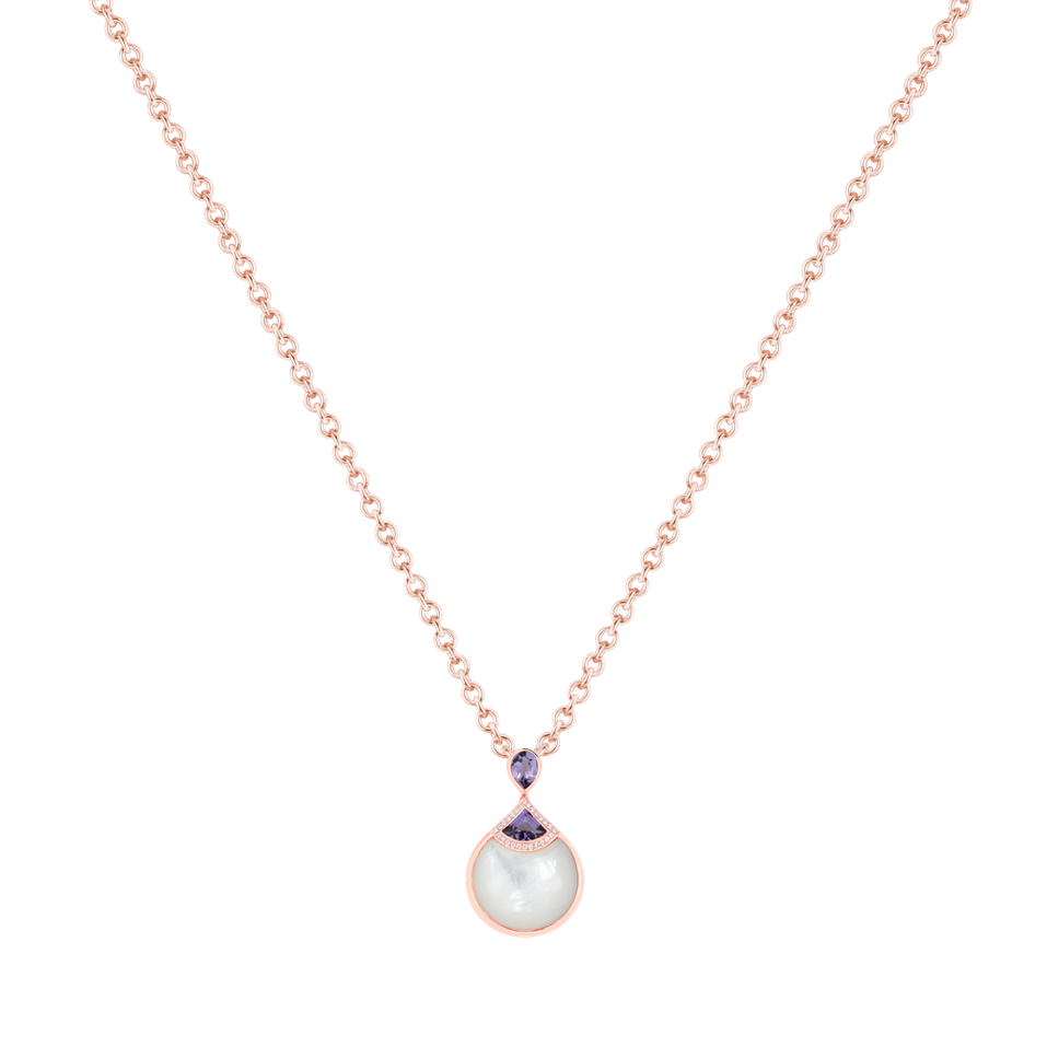Náhrdelník s diamantmi, ametystom a perleťou Velaryn