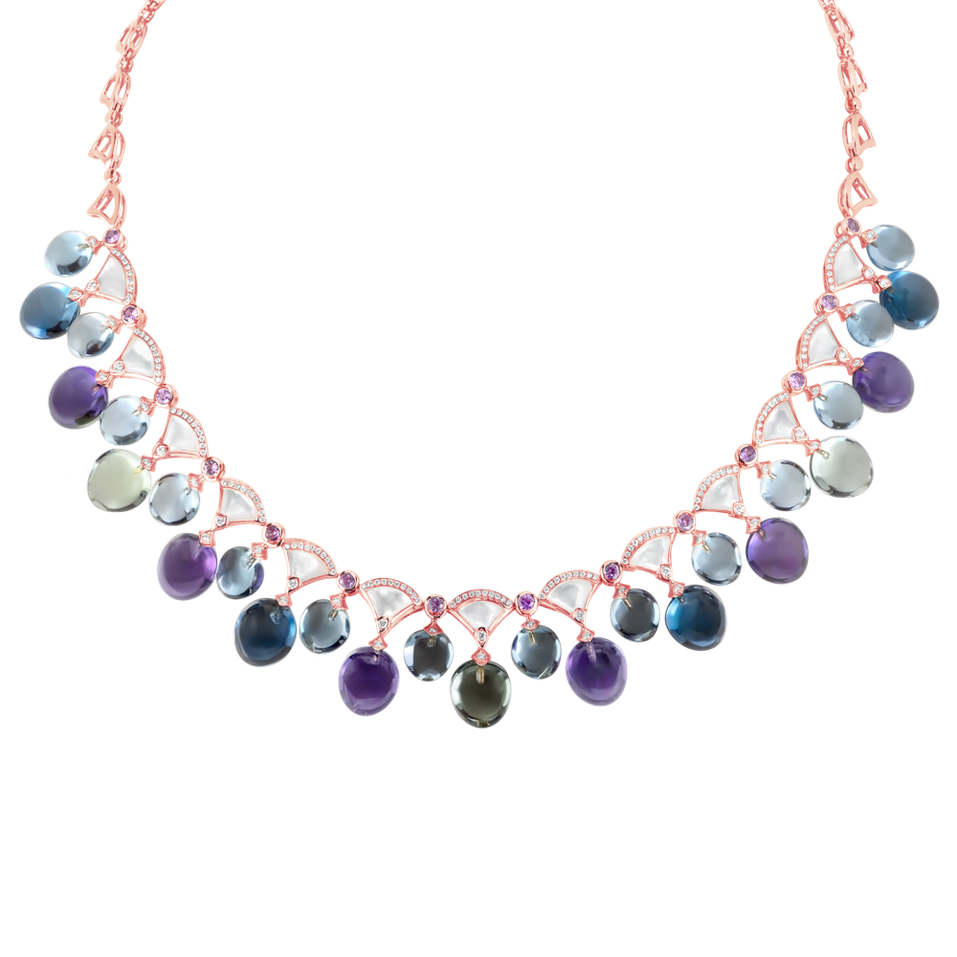 Náhrdelník s diamantmi a drahokamami Prismatic Rain