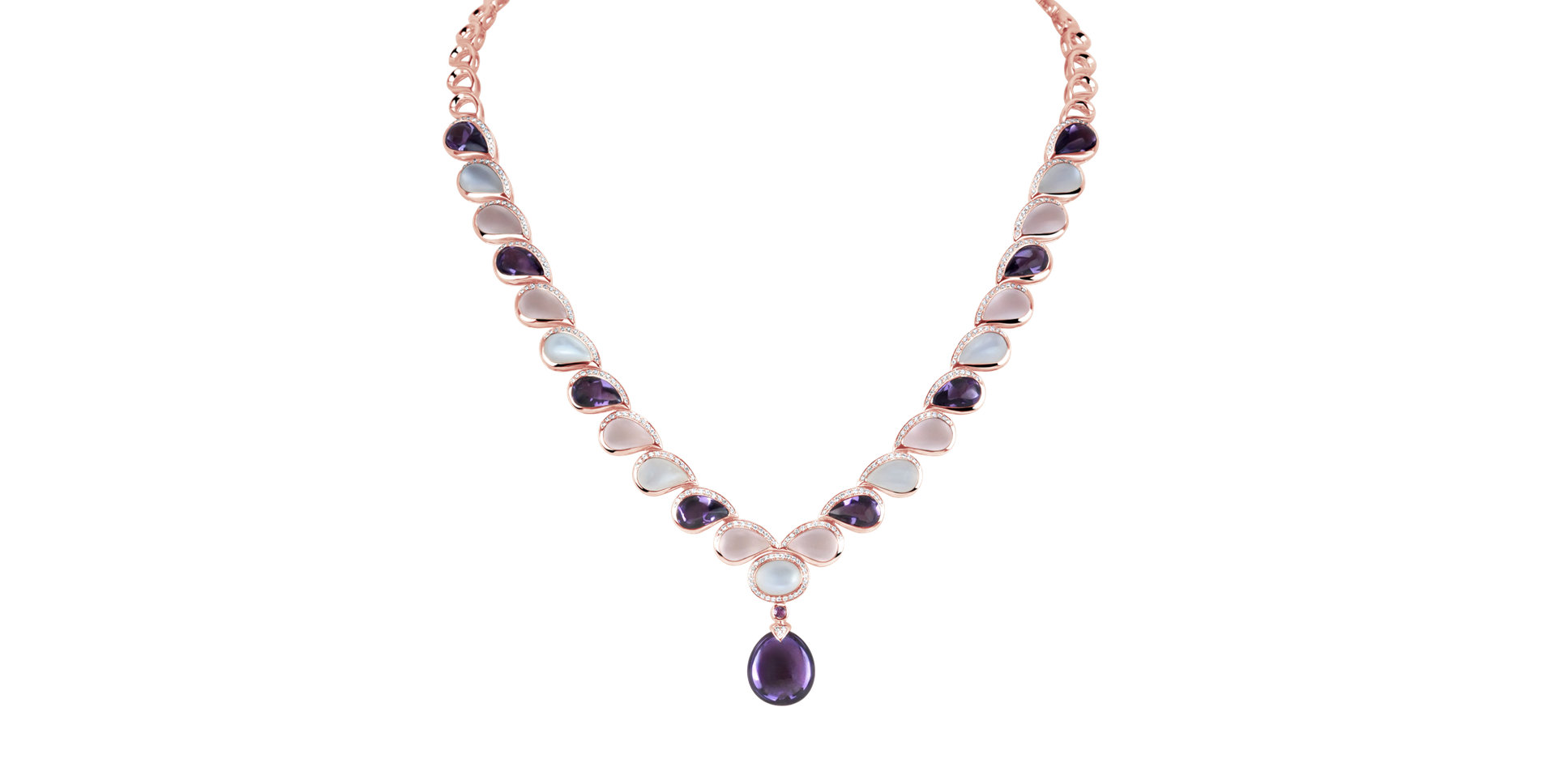 Náhrdelník s diamantmi a drahokamami Aurora Haze