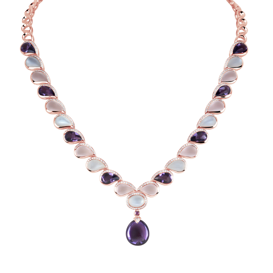 Náhrdelník s diamantmi a drahokamami Aurora Haze