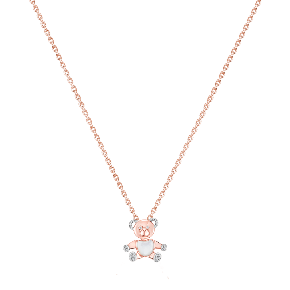 Náhrdelník s diamantmi a perleťou Pearl Bear