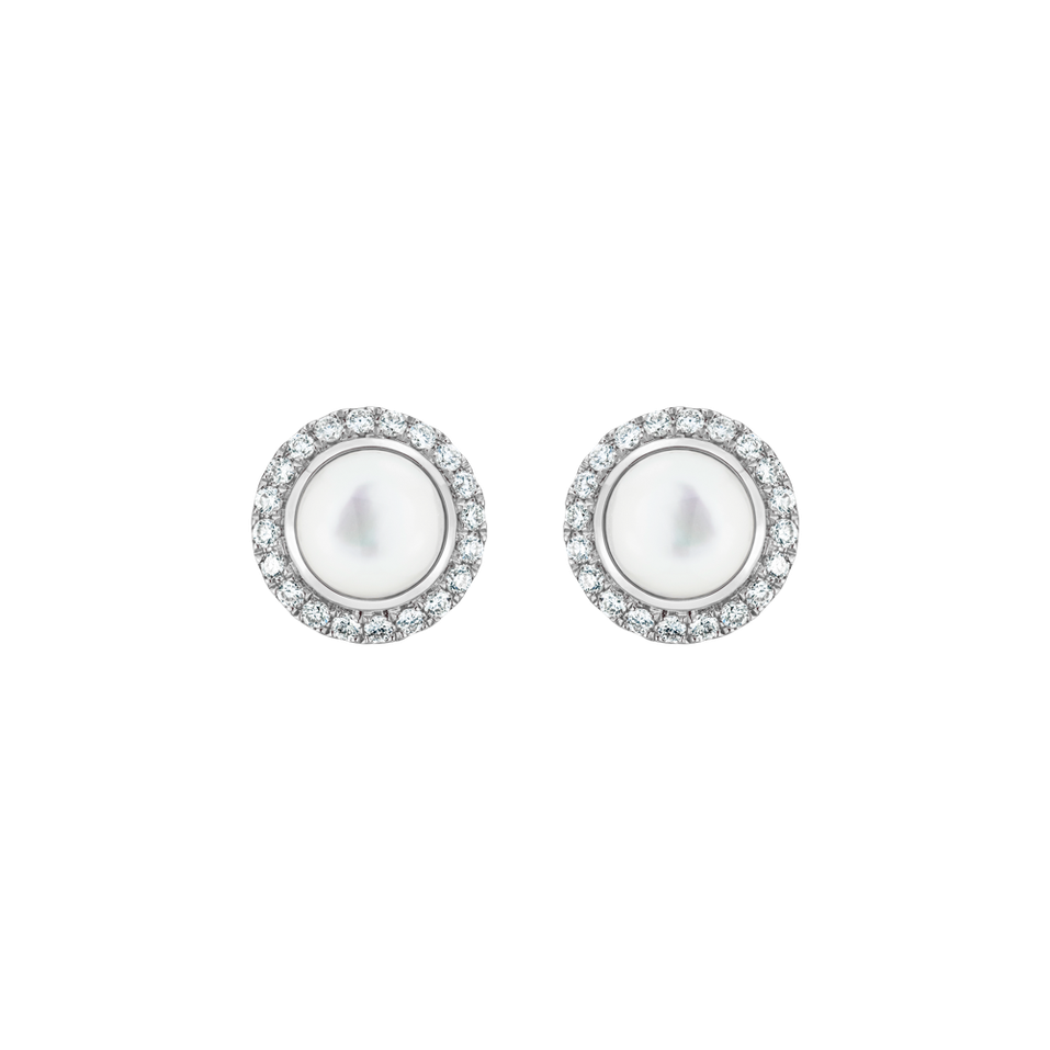Náušnice s diamantmi a perlou Pure Pearl