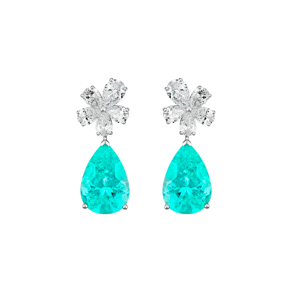 Náušnice s diamantmi a paraibou Paraiba Grace