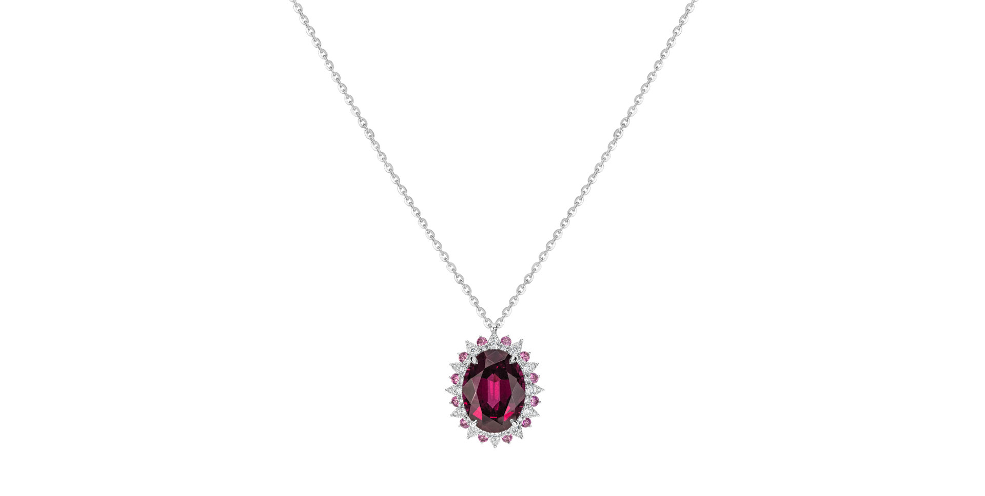 Náhrdelník s diamantmi a rhodolitom Scarlet Monarch
