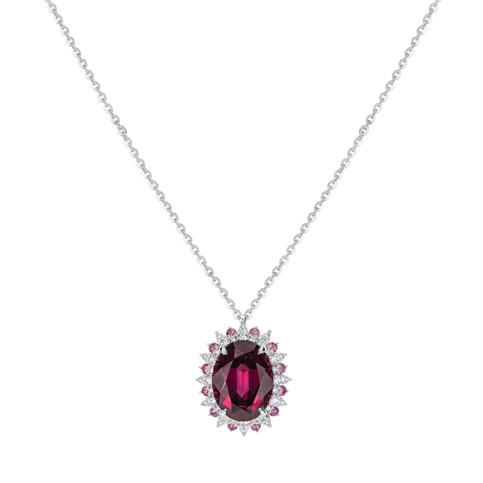 Náhrdelník s diamantmi a rhodolitom Scarlet Monarch