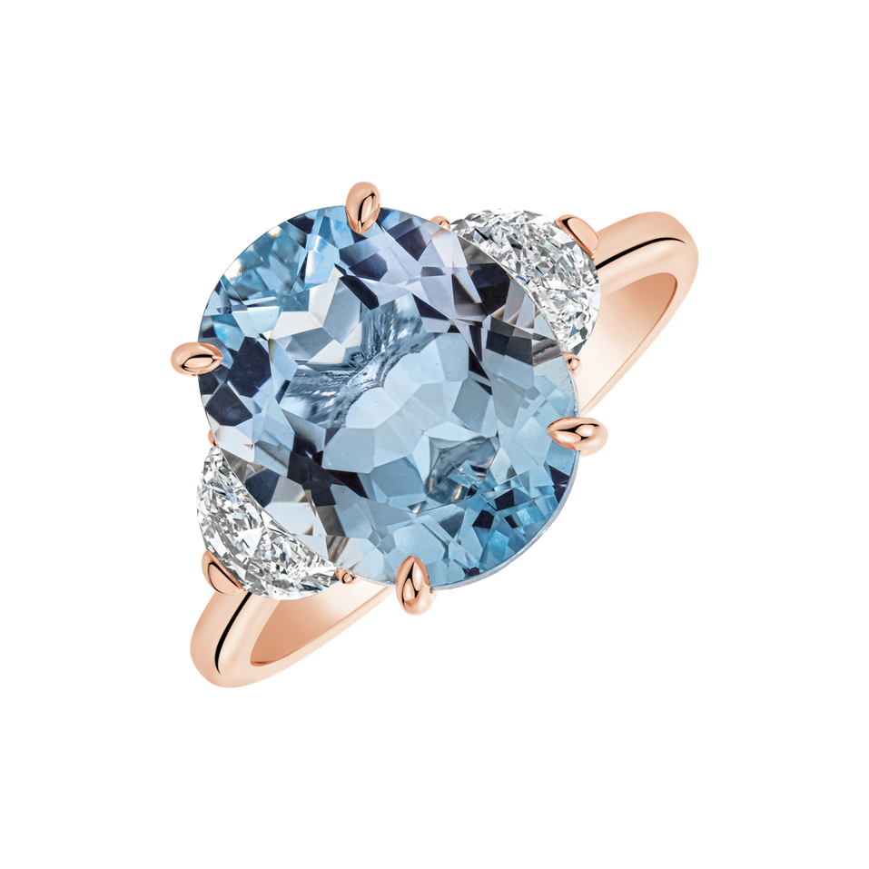 Prsteň s diamantmi a akvamarínom Dynasty Gem