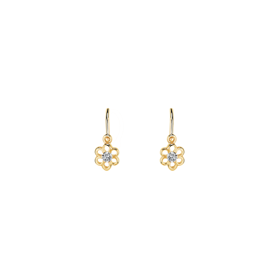 Náušnice 14kt žlté zlato s diamantom Baby Charm