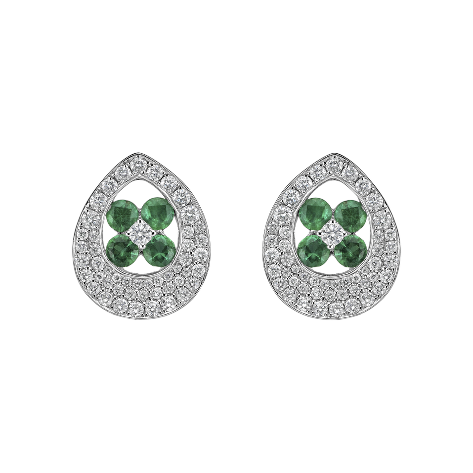Náušnice s diamantmi a smaragdmi Nobl Charm