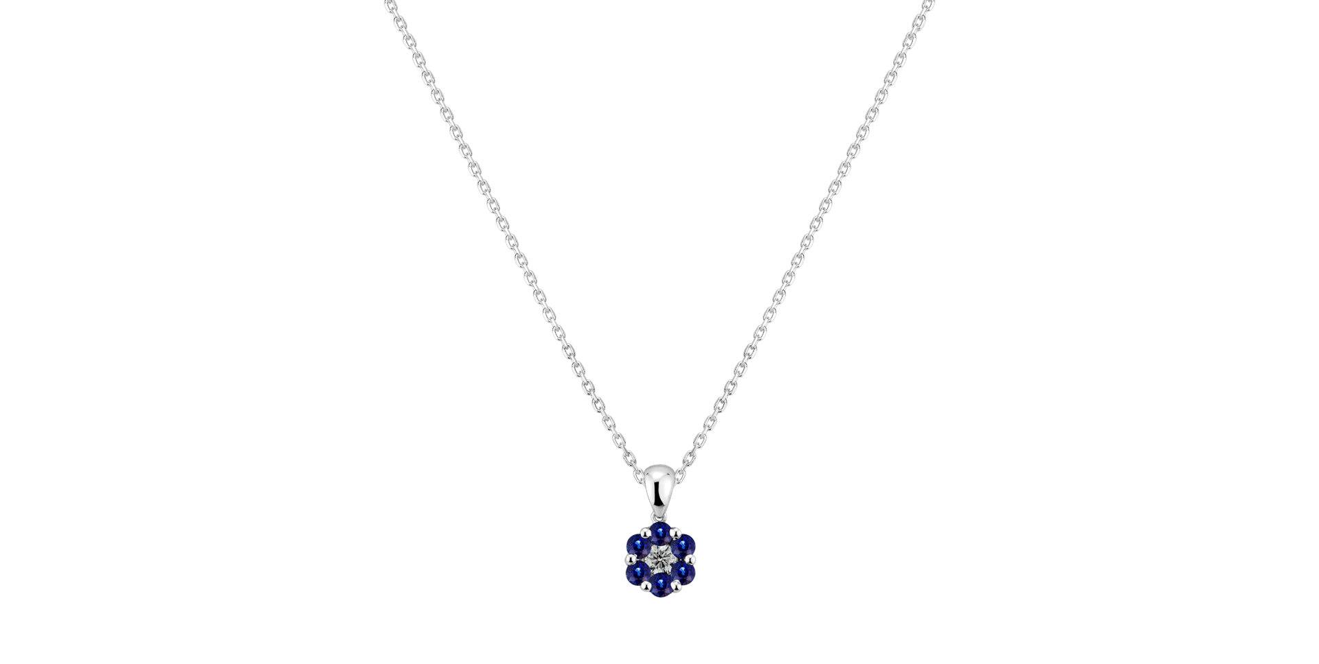 Přívěsok s diamantmi a zafírmi Fancy Daisy