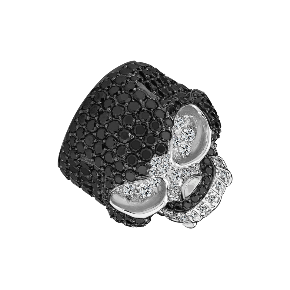 Prsteň s diamantmi Black Skull