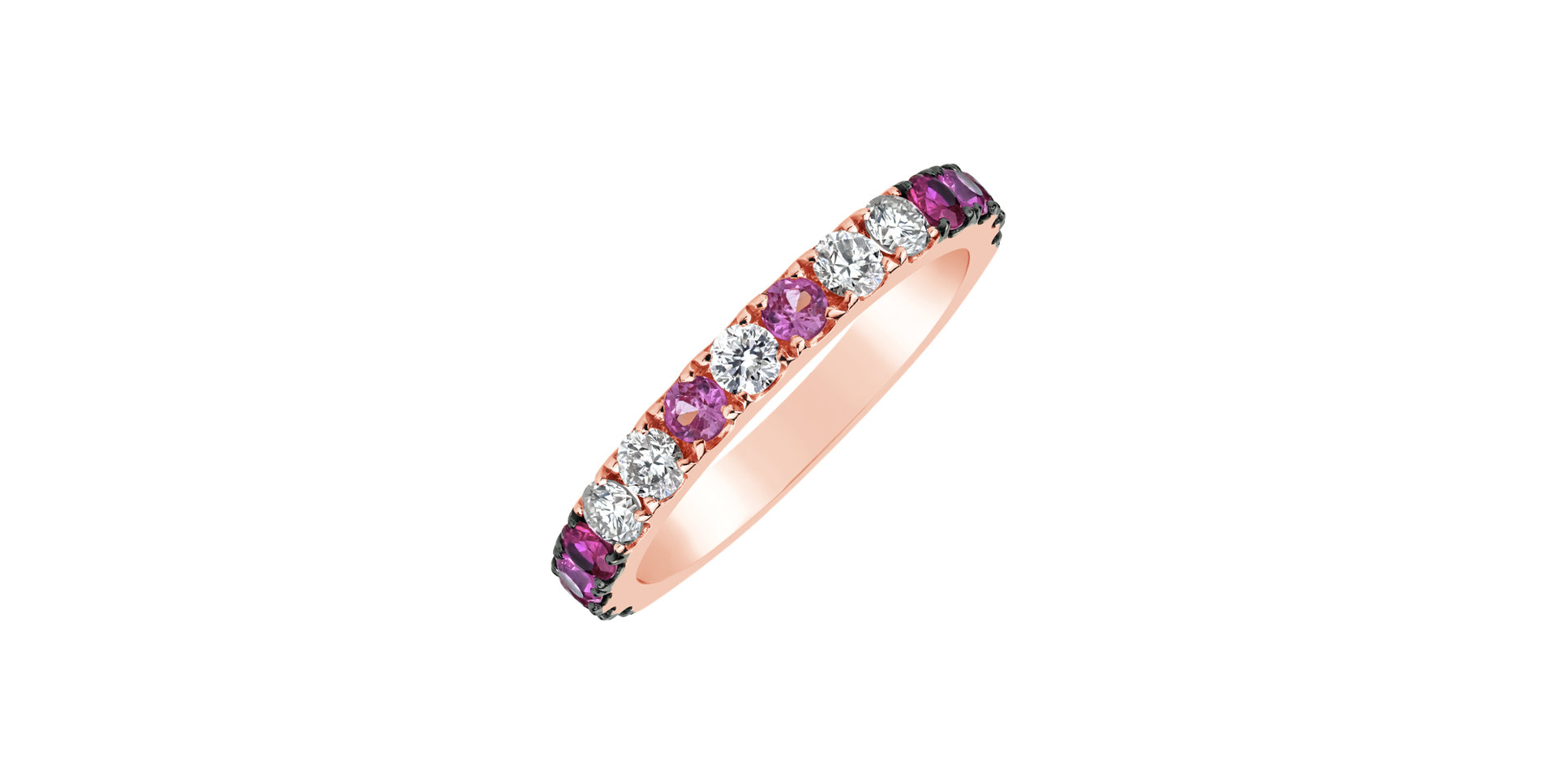 Prsteň s diamantmi, zafírmi a rubínmi Cherry Haze