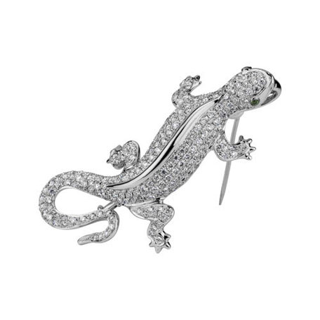 Brošňa a prívesok s diamantmi a granátmi Diamond Gecko