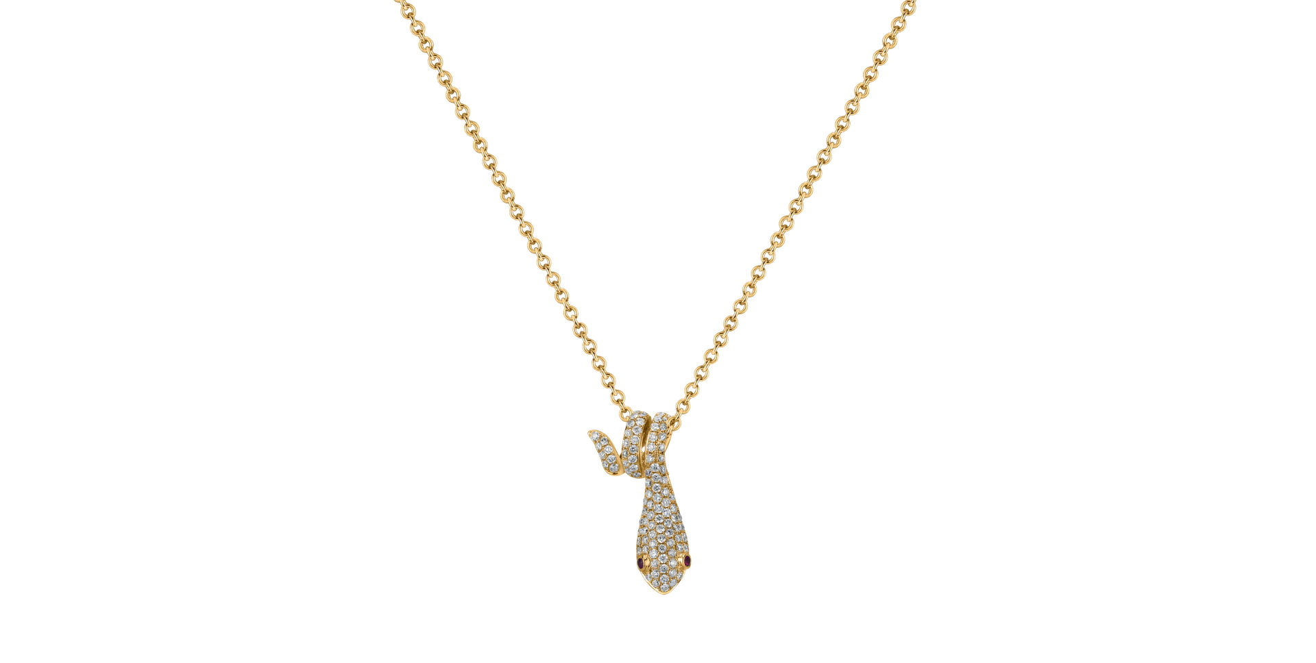 Prívesok s retiazkou, diamantmi a rubíny Snake Tie