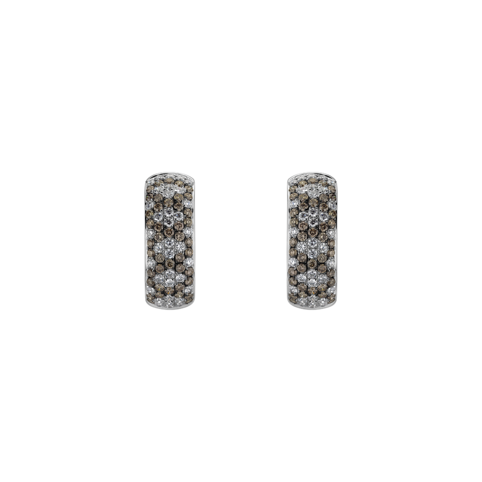 Náušnice s bielymi a hnedými diamantmi Mystical Loops