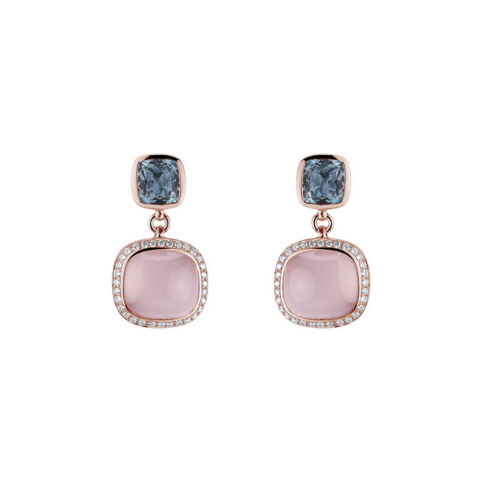 Náušnice s diamantmi, ruženínom a topásom Arabic Fantasy